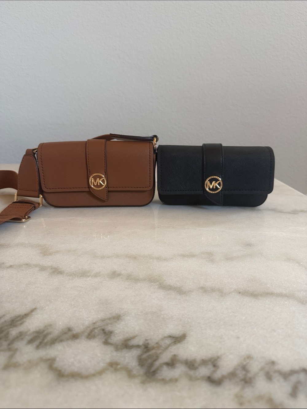 Michael Kors Leather Crossbody Bag - Brown and Black (Bundle Deal)